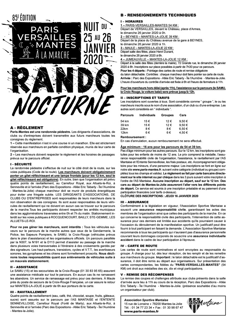 Règlement Paris-Versailles Mantes Marche 2020