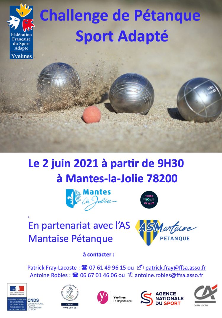 Challenge pétanque adapté as mantaise juin 2021