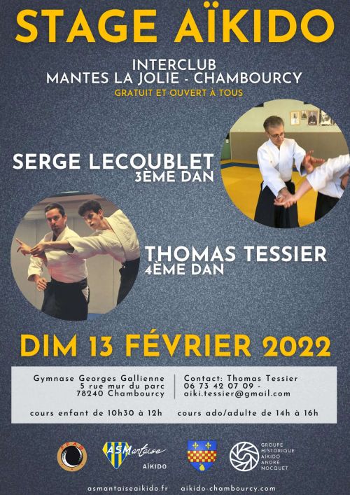 Affiche stage aikido fevrier 2022 as mantaise chambourcy