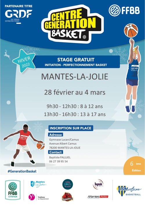 Centre Génération Basket AS Mantaise février mars 2022