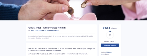 Cagnotte en ligne Paris Mantes-la-Jolie Cycliste féminin avril 2023