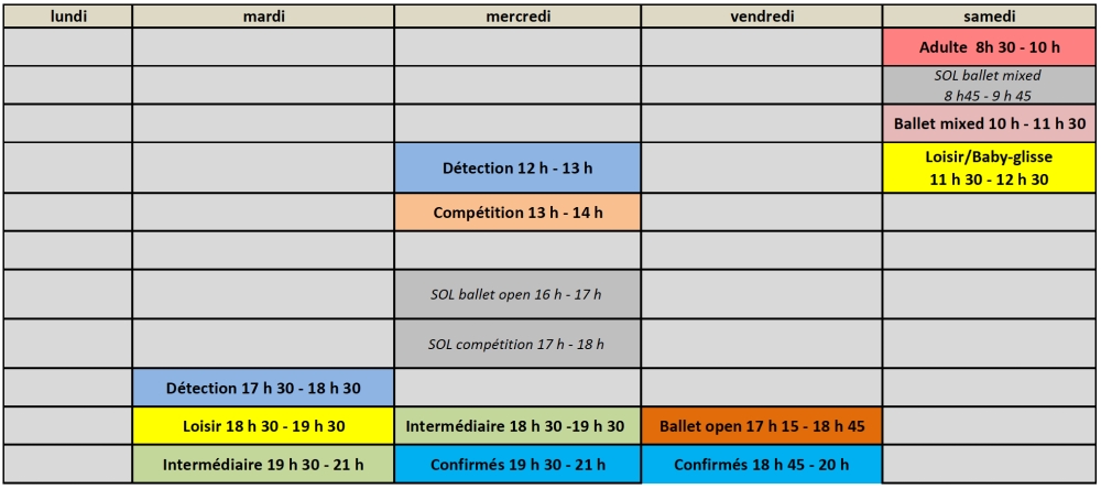 Horaires 2023-2024 AS Mantaise Patinage Artistique