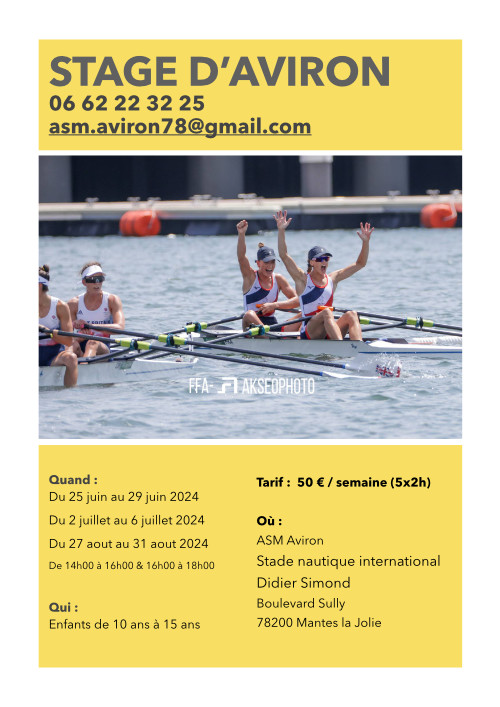 stage d'été 2024 jeunes AS Mantaise aviron