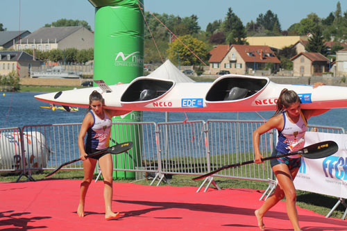 Salya LEFOULON Sambre EHRMANN portage championnat France marathon kayak 2016