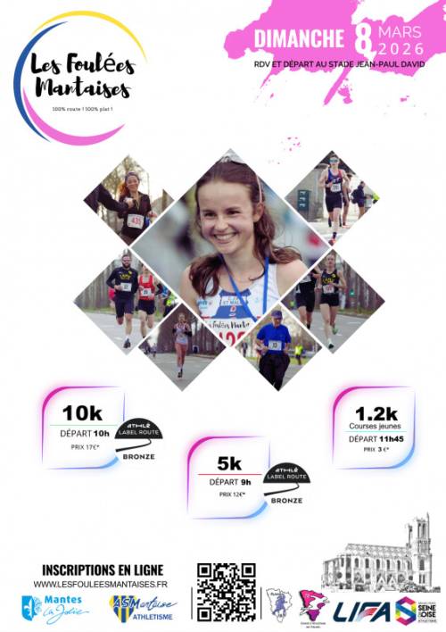 affiche 2e foulées mantaises 8 mars 2026