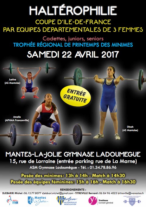 Coupe ile de france halterophilie feminine avril 2017 asmantaise