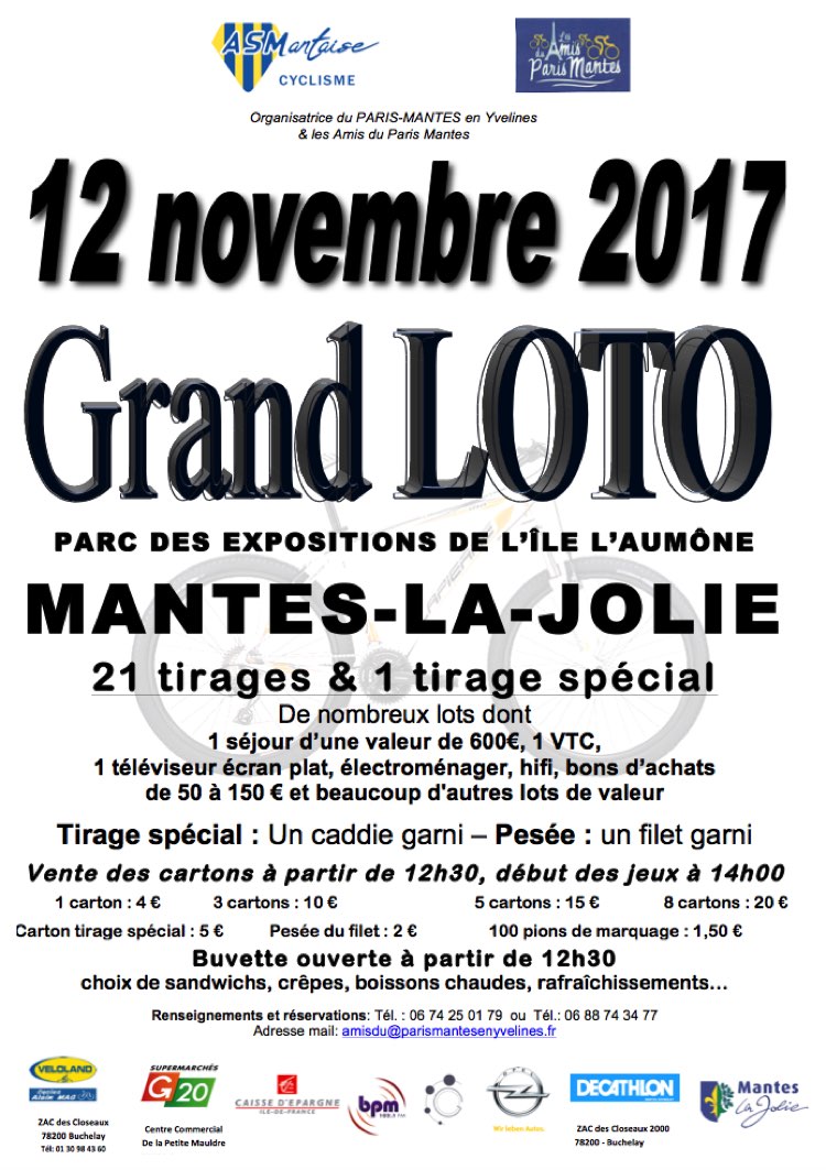 Grand Loto 2017 AS Mantaise Paris Mantes Cycliste